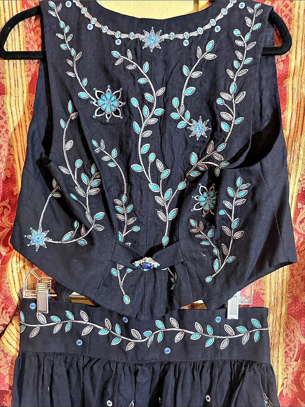 Agua by Agua Bendita Esmeralda Relicario Vest Black & Blue Medium